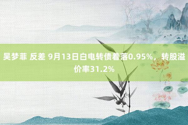 吴梦菲 反差 9月13日白电转债着落0.95%，转股溢价率31.2%