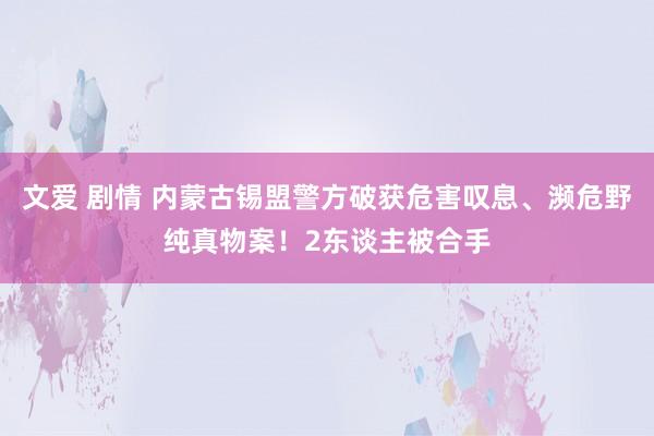 文爱 剧情 内蒙古锡盟警方破获危害叹息、濒危野纯真物案！2东谈主被合手