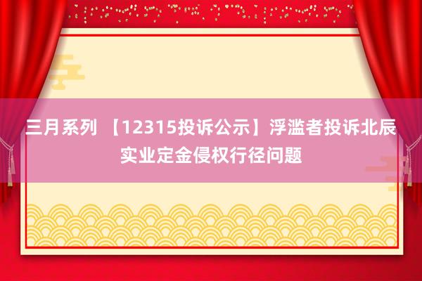 三月系列 【12315投诉公示】浮滥者投诉北辰实业定金侵权行径问题