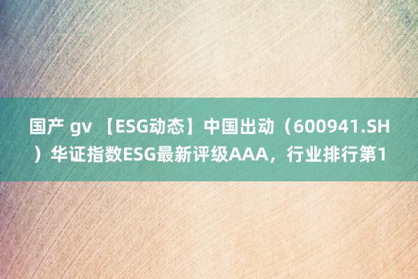 国产 gv 【ESG动态】中国出动（600941.SH）华证指数ESG最新评级AAA，行业排行第1