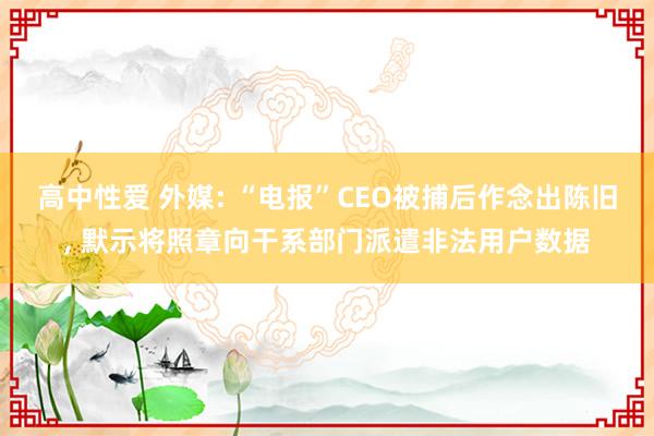 高中性爱 外媒: “电报”CEO被捕后作念出陈旧， 默示将照章向干系部门派遣非法用户数据