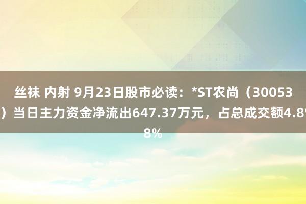 丝袜 内射 9月23日股市必读：*ST农尚（300536）当日主力资金净流出647.37万元，占总成交额4.8%