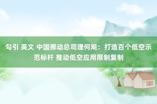 勾引 英文 中国挪动总司理何飚：打造百个低空示范标杆 推动低空应用限制复制