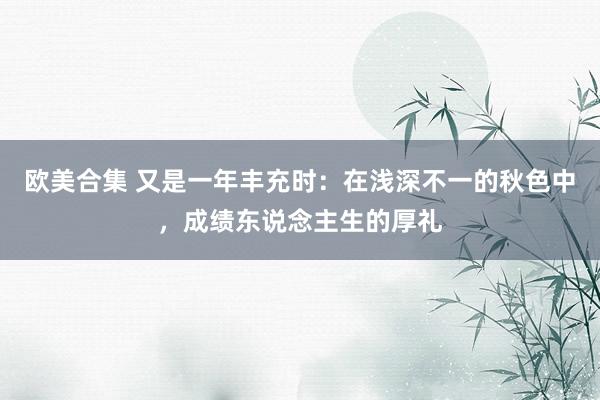 欧美合集 又是一年丰充时：在浅深不一的秋色中，成绩东说念主生的厚礼