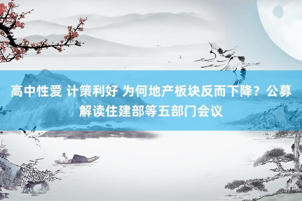 高中性爱 计策利好 为何地产板块反而下降？公募解读住建部等五部门会议