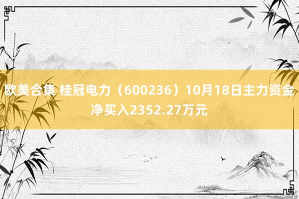 欧美合集 桂冠电力（600236）10月18日主力资金净买入2352.27万元