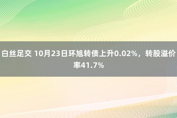 白丝足交 10月23日环旭转债上升0.02%，转股溢价率41.7%