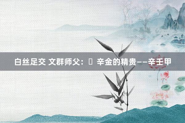 白丝足交 文群师父：​辛金的精贵——辛壬甲