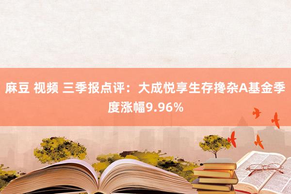 麻豆 视频 三季报点评：大成悦享生存搀杂A基金季度涨幅9.96%