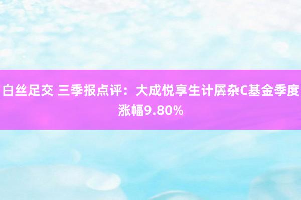 白丝足交 三季报点评：大成悦享生计羼杂C基金季度涨幅9.80%