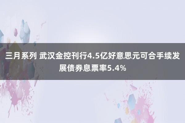 三月系列 武汉金控刊行4.5亿好意思元可合手续发展债券息票率5.4%