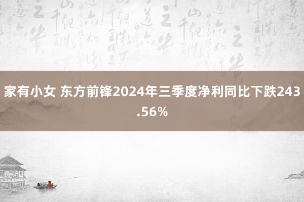 家有小女 东方前锋2024年三季度净利同比下跌243.56%