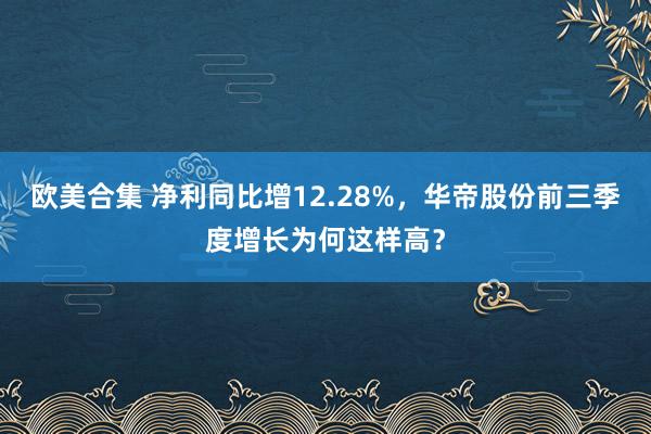 欧美合集 净利同比增12.28%，华帝股份前三季度增长为何这样高？