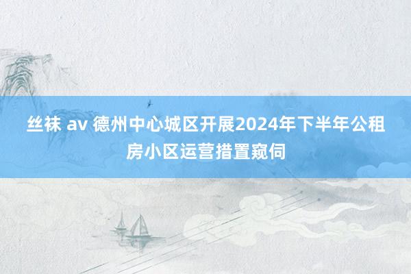 丝袜 av 德州中心城区开展2024年下半年公租房小区运营措置窥伺