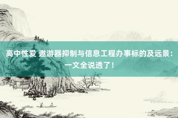 高中性爱 遨游器抑制与信息工程办事标的及远景：一文全说透了！