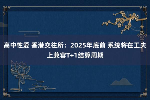 高中性爱 香港交往所：2025年底前 系统将在工夫上兼容T+1结算周期