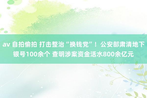 av 自拍偷拍 打击整治“换钱党”！公安部肃清地下银号100余个 查明涉案资金活水800余亿元