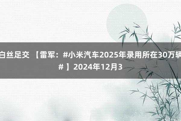 白丝足交 【雷军：#小米汽车2025年录用所在30万辆# 】2024年12月3