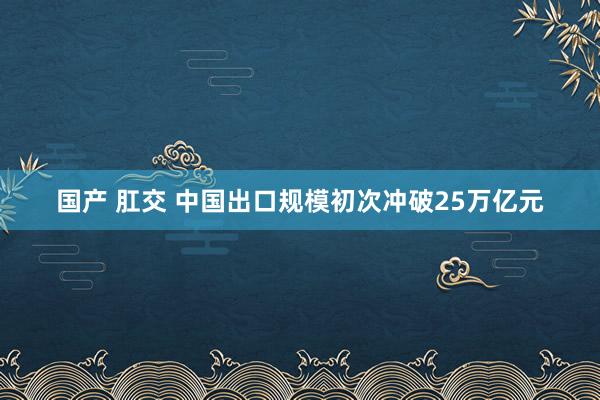 国产 肛交 中国出口规模初次冲破25万亿元