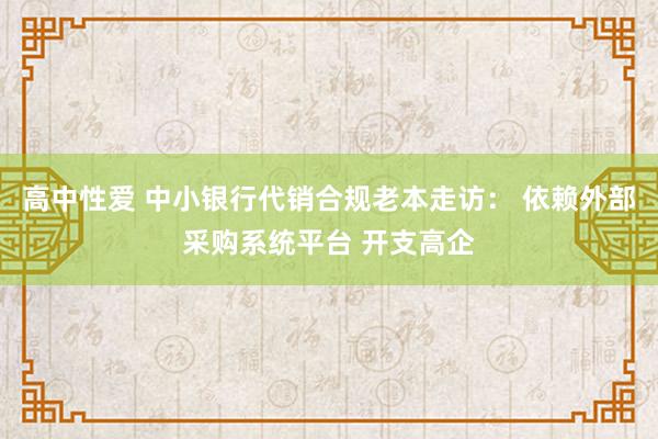 高中性爱 中小银行代销合规老本走访： 依赖外部采购系统平台 开支高企